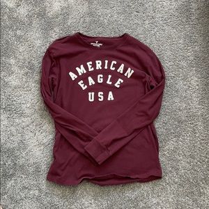 Long Sleeve burgundy American Eagle Shirt!!❤️